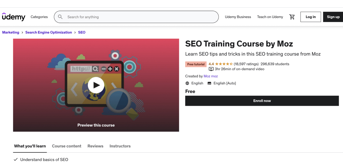 Khóa học SEO Training của Moz (Udemy)